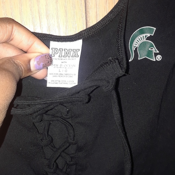 VS PINK MSU Spartan cross tie body suit! - Picture 3 of 4